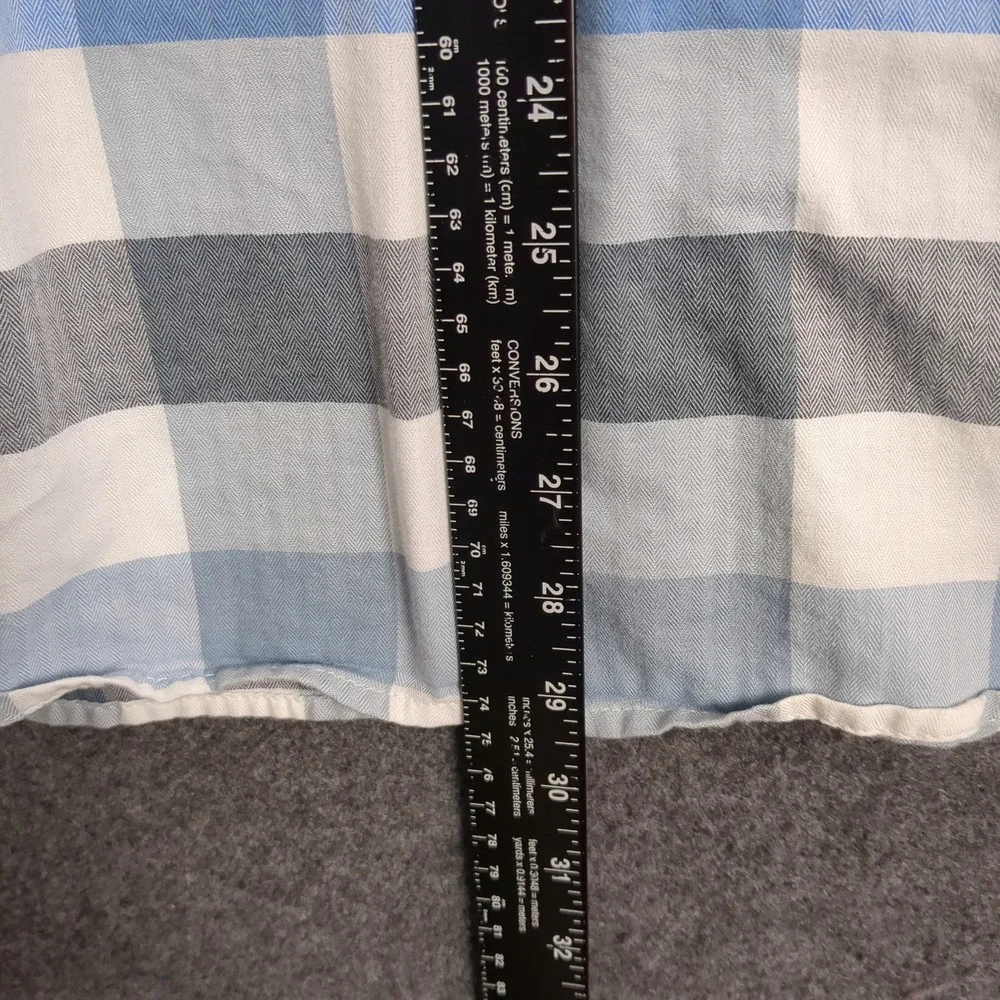 The North Face Mens Large Blue Gray Plaid Check Short Sleeve‎ Button Up Shirt